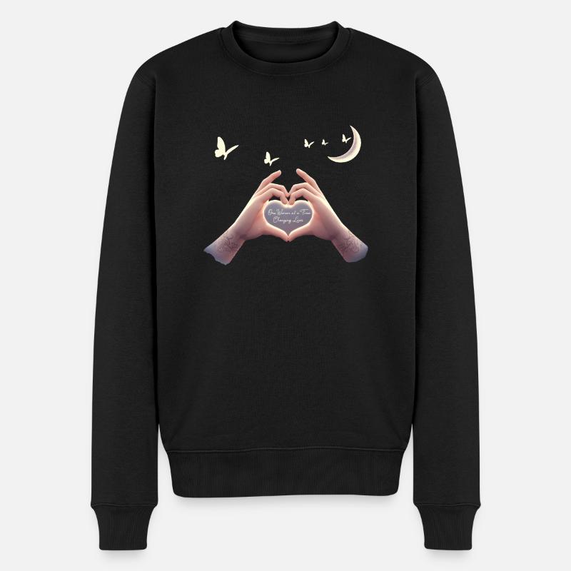 LEBEN VERÄNDERN - Männer Premium Bio Pullover - Schwarz