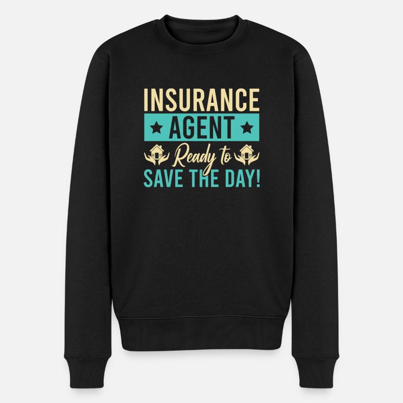 Insurance Agent Save The Day Funny Insurance - Männer Premium Bio Pullover - Schwarz