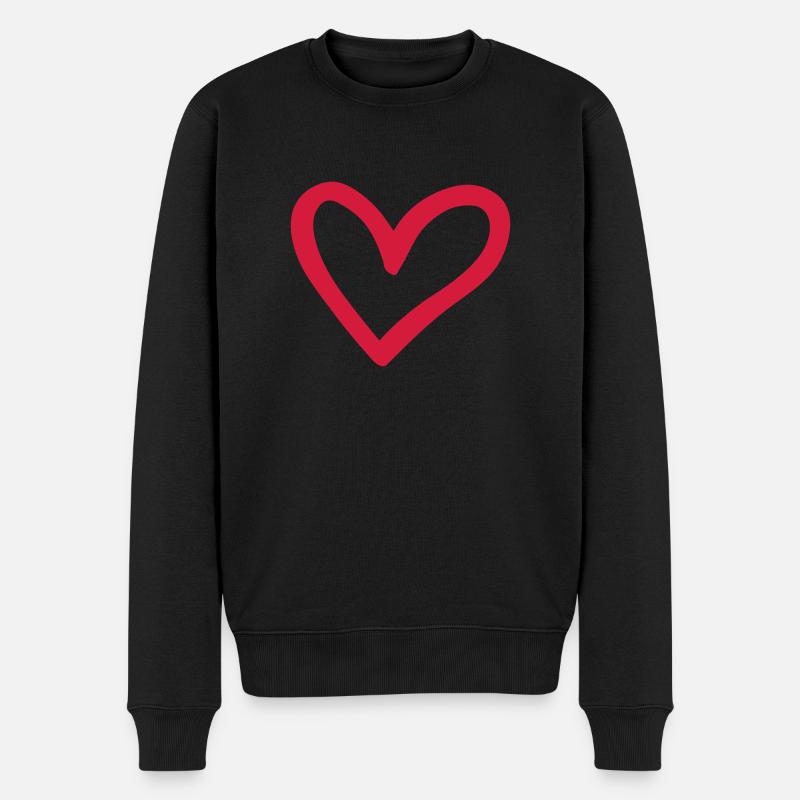 Herz - Männer Premium Bio Pullover - Schwarz