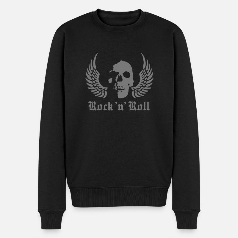 rock_skull_a_1c - Männer Premium Bio Pullover - Schwarz