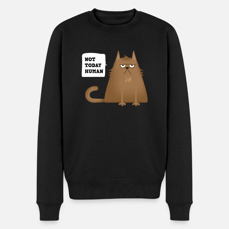 not today cat - Männer Premium Bio Pullover - Schwarz