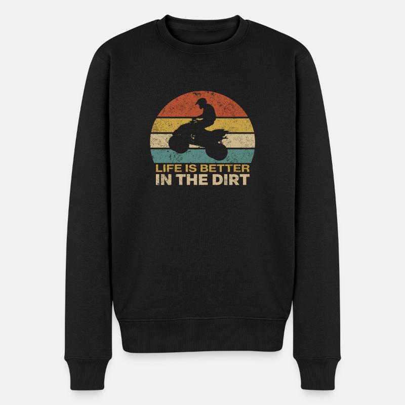 Quad ATV Spruch Retro - Männer Premium Bio Pullover - Schwarz