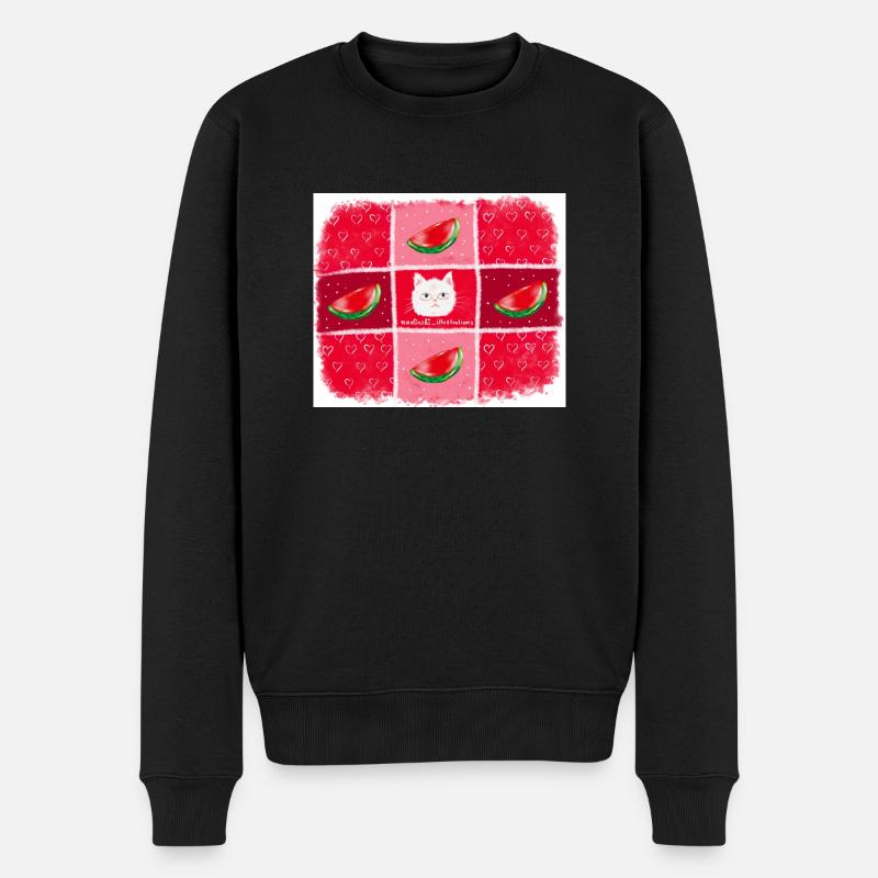 Sommerfrucht Wassermelone - Männer Premium Bio Pullover - Schwarz