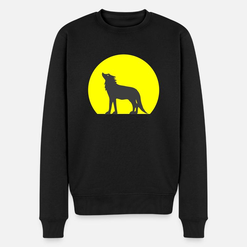 Silhouette loup et lune - Pull Premium bio Homme - noir