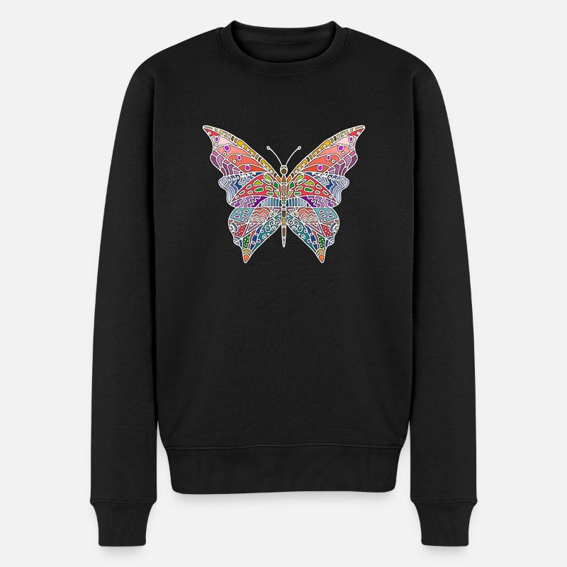 Bunter Schmetterling - Männer Premium Bio Pullover - Schwarz