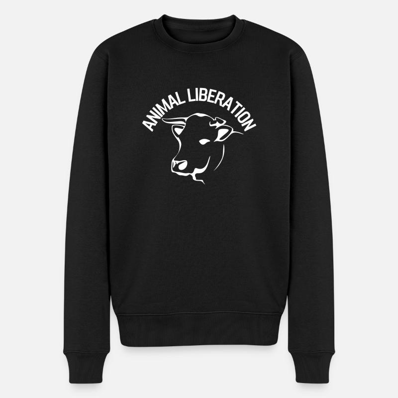 Animal Liberation Kuh - Männer Premium Bio Pullover - Schwarz