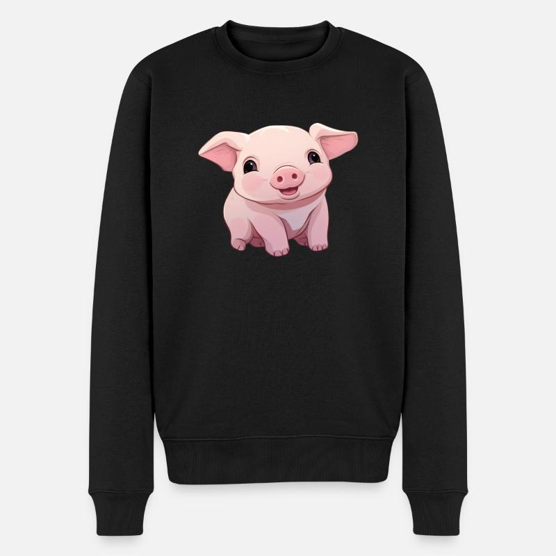 Baby Schwein - Männer Premium Bio Pullover - Schwarz
