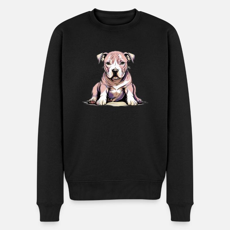 Pitbul Welpe - Männer Premium Bio Pullover - Schwarz