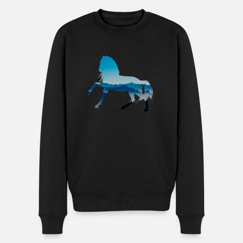 Pferd - Männer Premium Bio Pullover - Schwarz