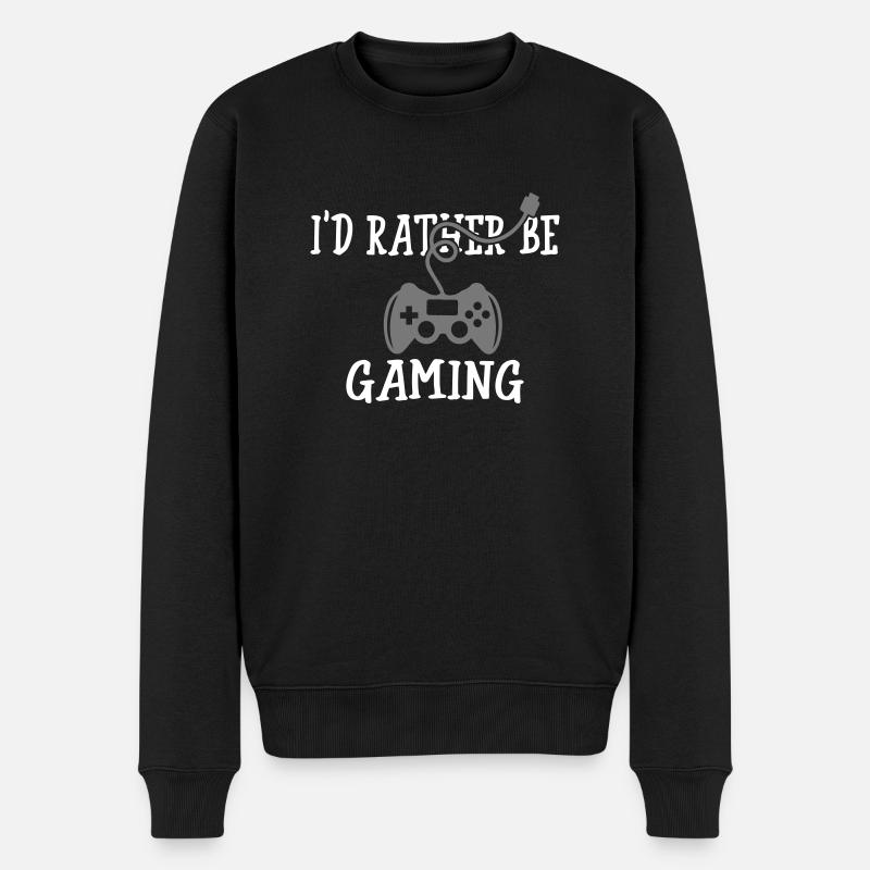 I'd Rather Be Gaming - Männer Premium Bio Pullover - Schwarz