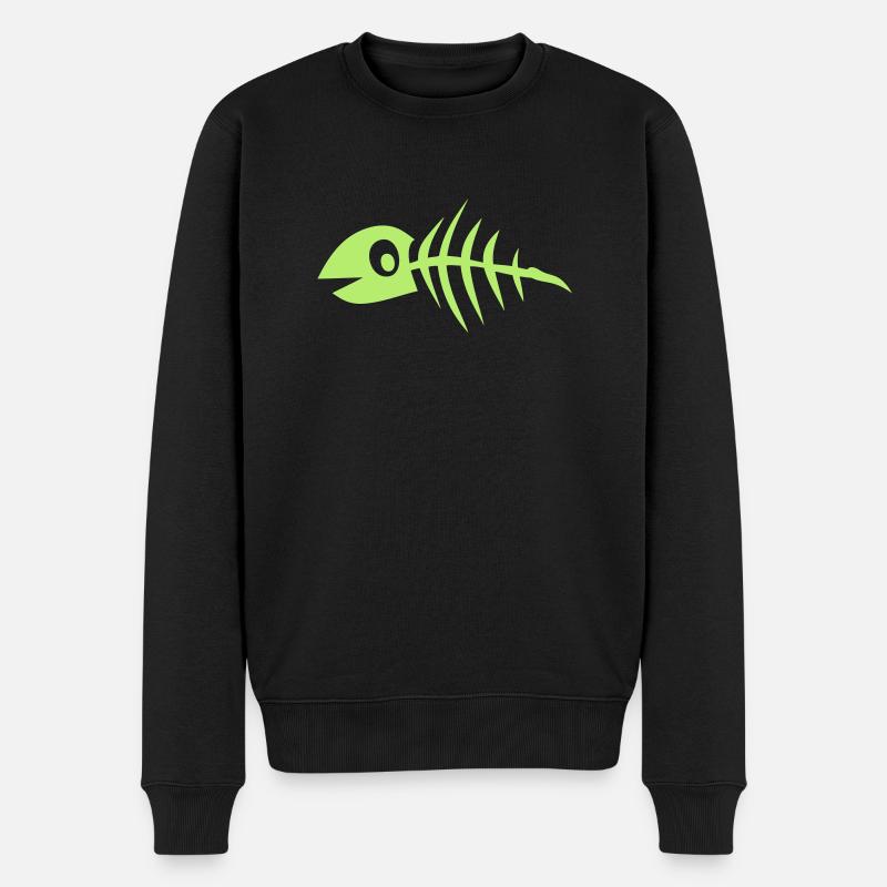 Fisch Fisch Knochenkamm fischgrate1 - Männer Premium Bio Pullover - Schwarz