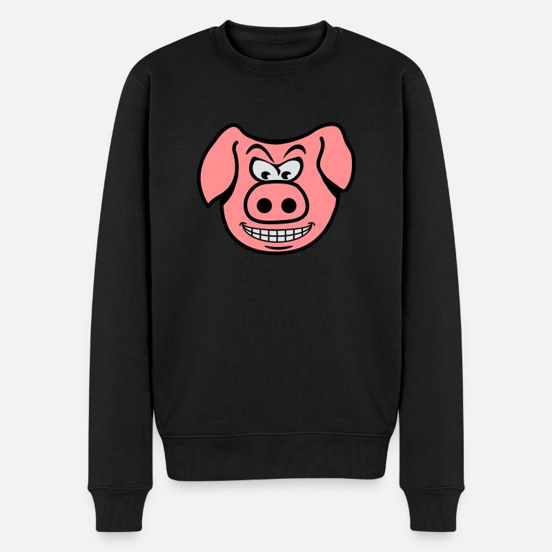 Schwein böse - Männer Premium Bio Pullover - Schwarz