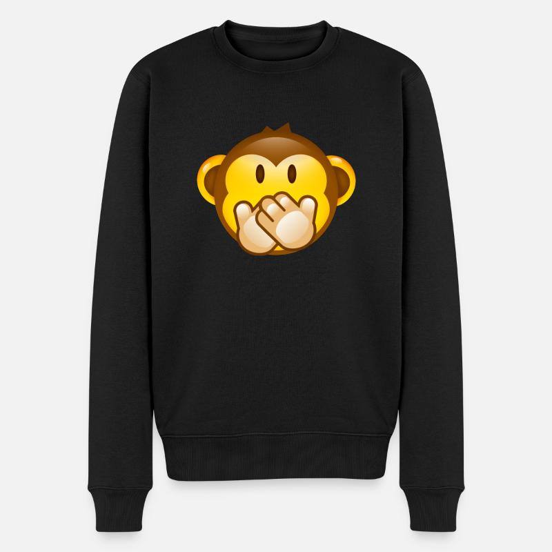 Smiley Monkey -No Saying- - Männer Premium Bio Pullover - Schwarz
