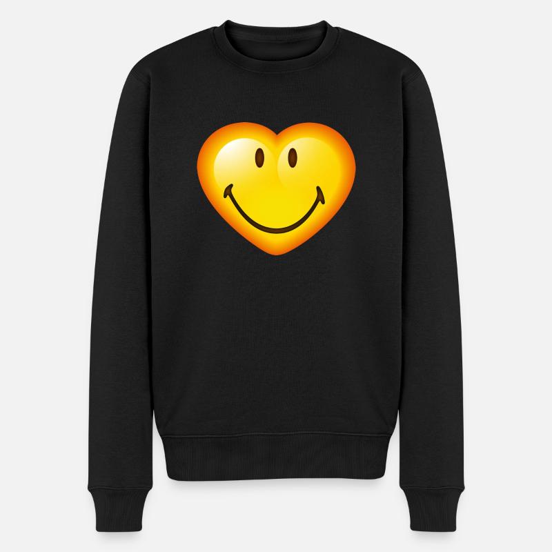 Smiley Glossy Heart - Männer Premium Bio Pullover - Schwarz