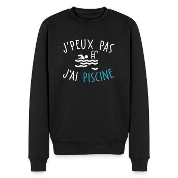 je peux pas j'ai piscine / humour natation - Pull Premium bio Homme - noir - Devant - Nico (187cm)