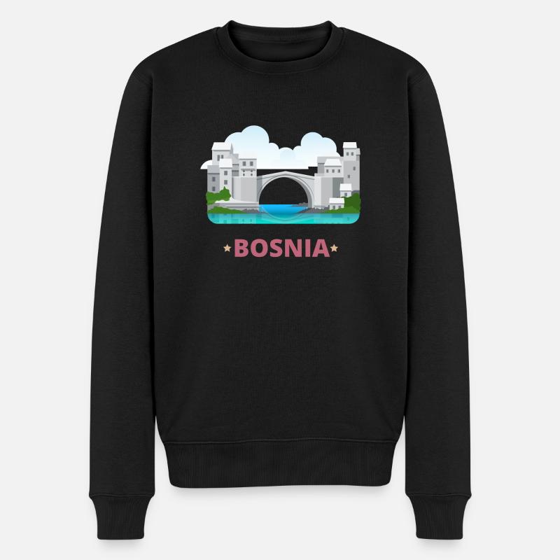 Bosnien - Männer Premium Bio Pullover - Schwarz