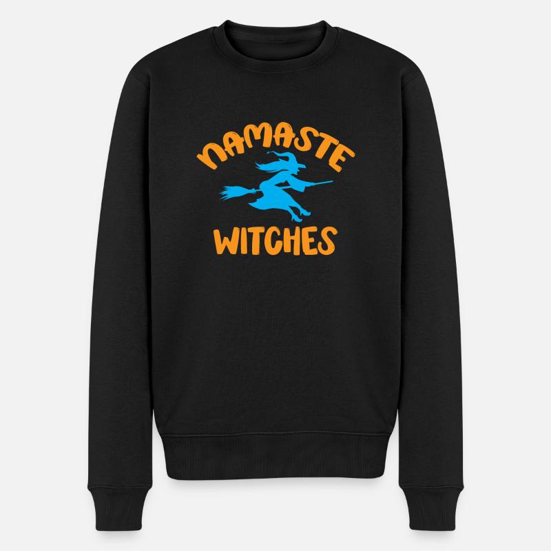 Namaste Hexen - Halloween - Männer Premium Bio Pullover - Schwarz