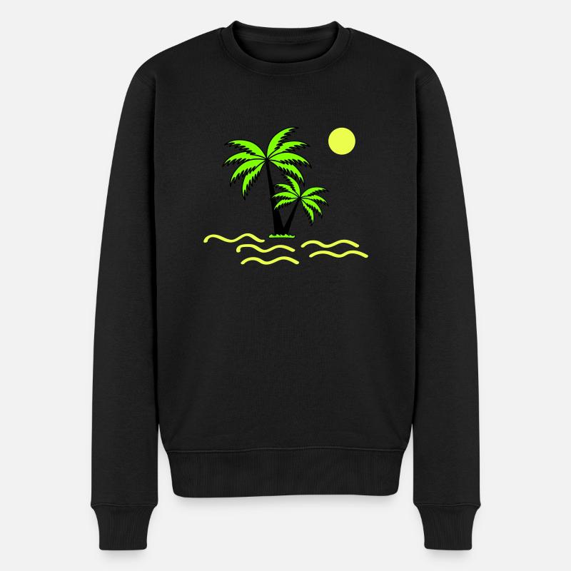 Palmen - Männer Premium Bio Pullover - Schwarz