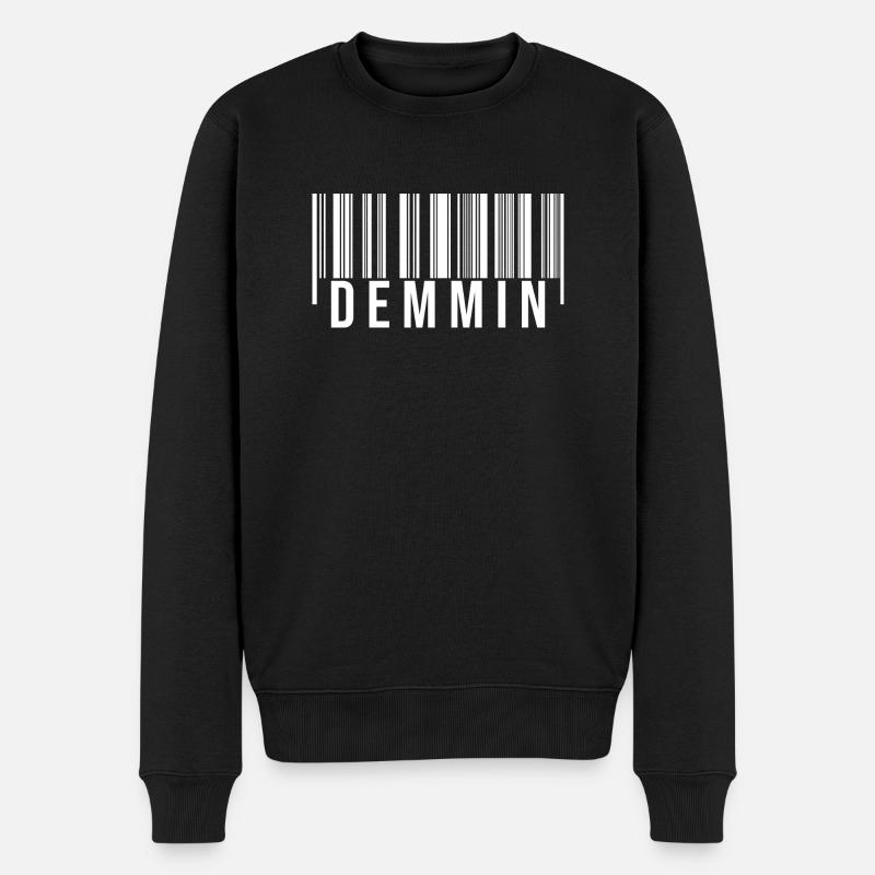 Demmin Strichcode - Männer Premium Bio Pullover - Schwarz