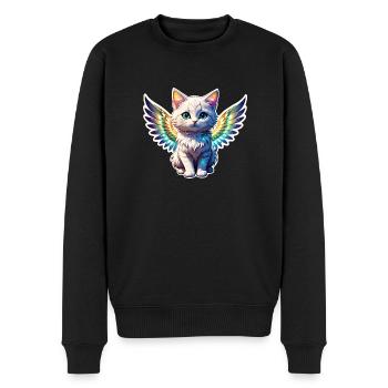 chat avec des ailes - Pull Premium bio Homme - noir - Devant - Nico (187cm)