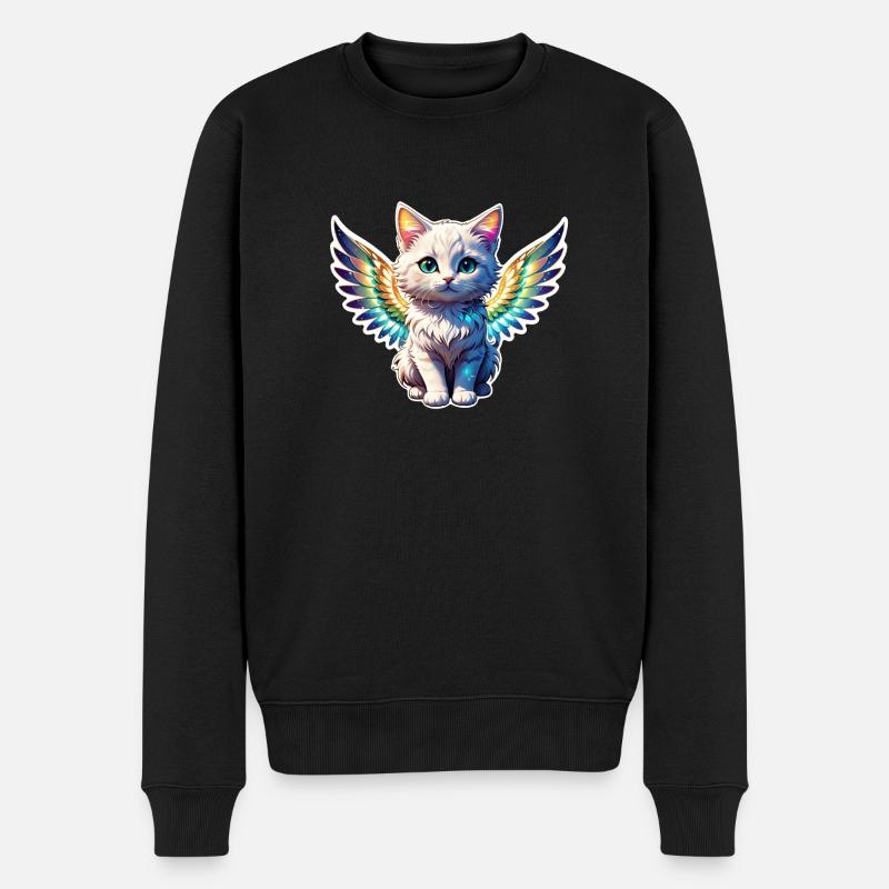 chat avec des ailes - Pull Premium bio Homme - noir