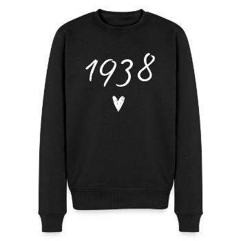 1938 Herzgeburtstag - Männer Premium Bio Pullover - Schwarz - Vorne - Nico (187cm)