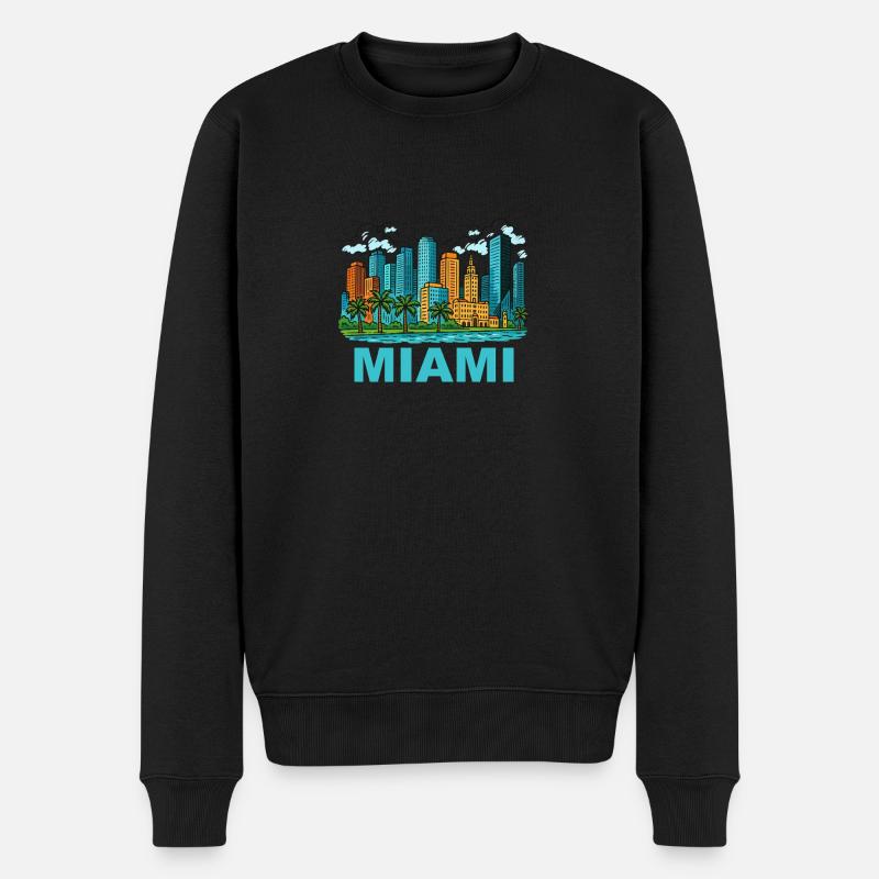 miami stadt - Männer Premium Bio Pullover - Schwarz