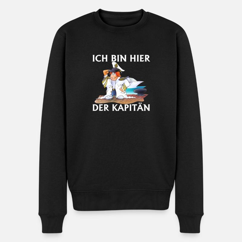 Kleiner Kapitän - Männer Premium Bio Pullover - Schwarz