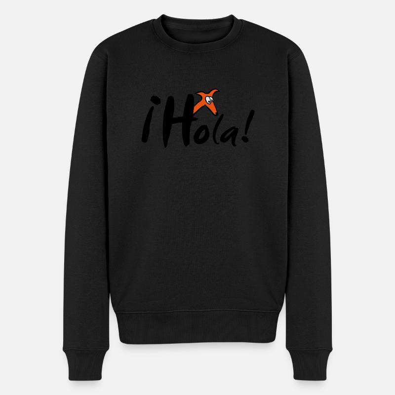hola - Männer Premium Bio Pullover - Schwarz