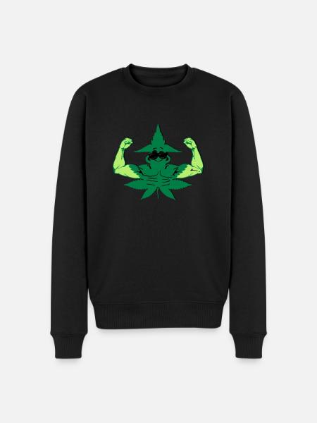 Muskel Hanf - Männer Premium Bio Pullover - Schwarz