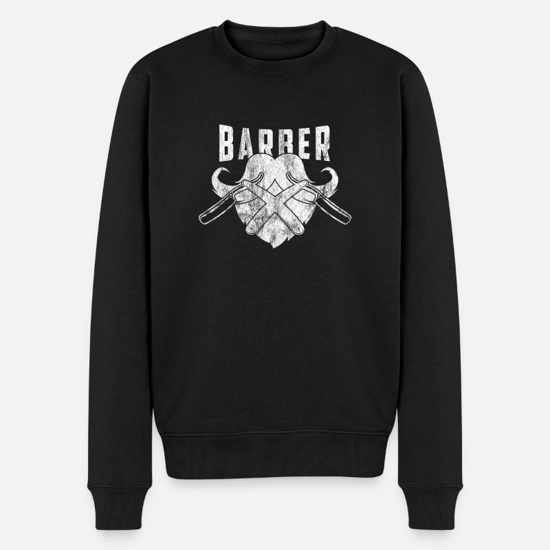 Barber Shop Barbiere Barbier shirt Geschenk Bart - Männer Premium Bio Pullover - Schwarz