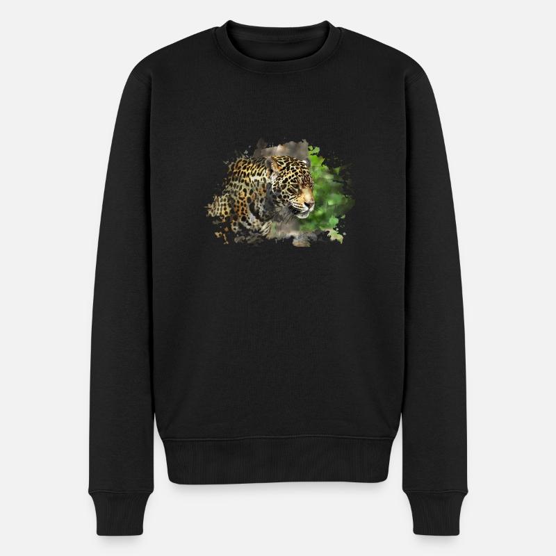 Leopard - Männer Premium Bio Pullover - Schwarz