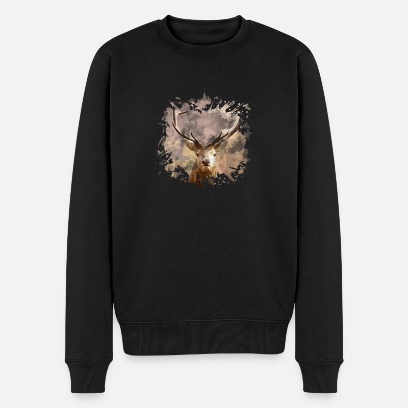 cerf - Pull Premium bio Homme - noir