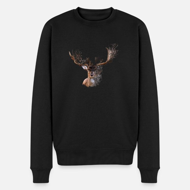 Cerf en bois de cerf - Pull Premium bio Homme - noir