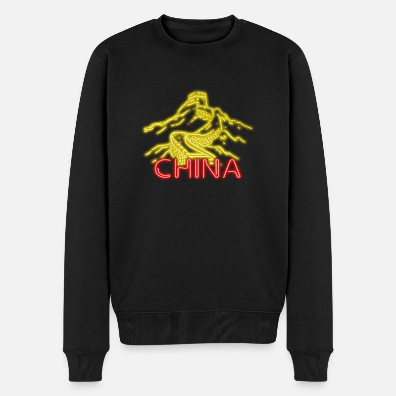 China - Männer Premium Bio Pullover - Schwarz