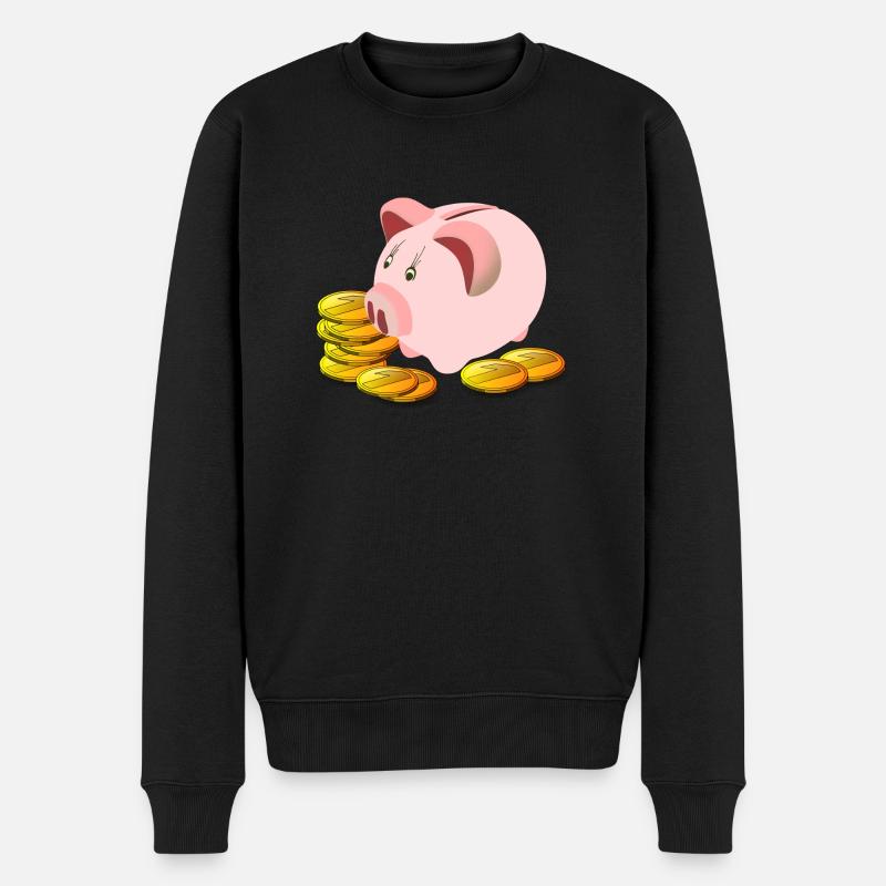 Sparschwein - Männer Premium Bio Pullover - Schwarz