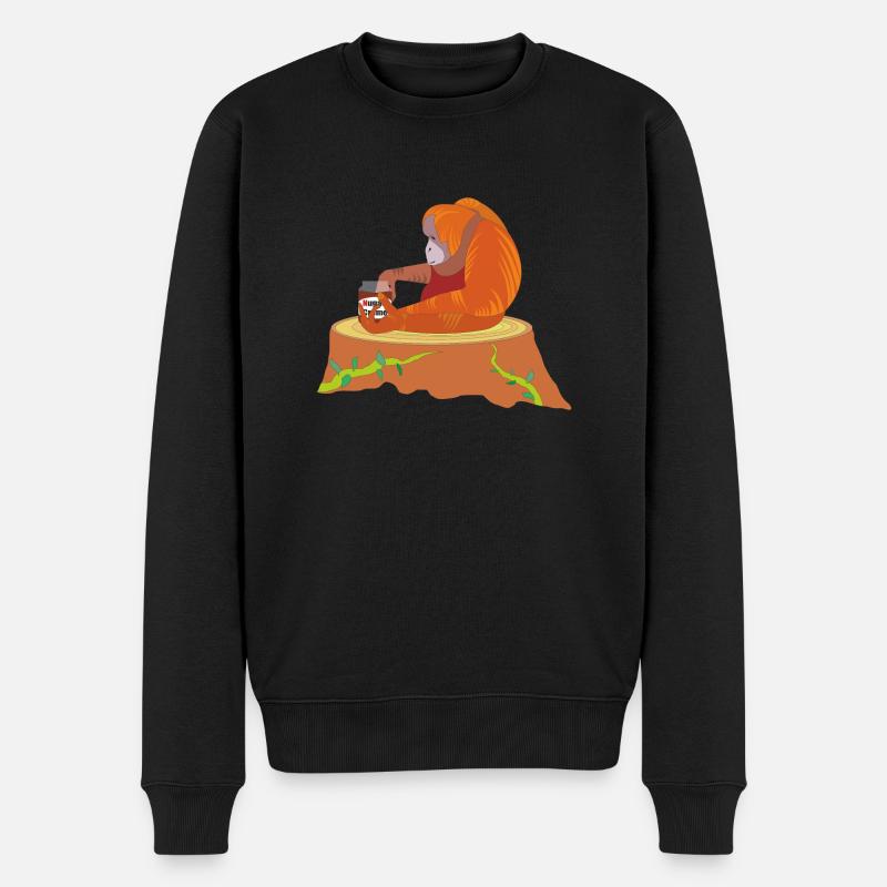 orang utan - Männer Premium Bio Pullover - Schwarz