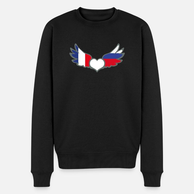 Drapeaux Français et Russe France Russie II - Pull Premium bio Homme - noir