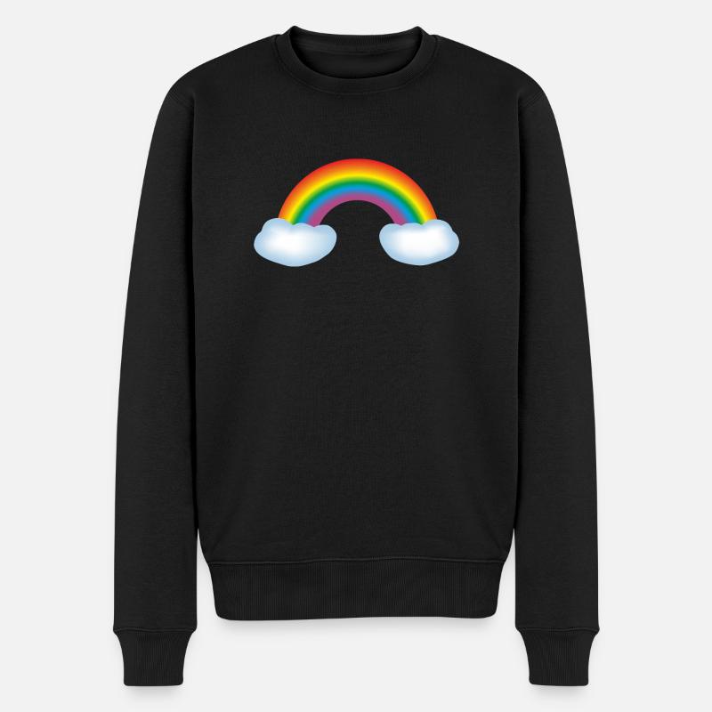 Regenbogen mit Wolken - Männer Premium Bio Pullover - Schwarz