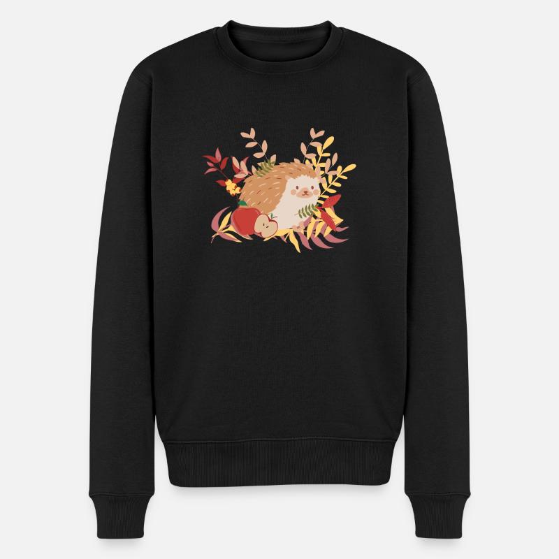 Autumn Hedgehog - Männer Premium Bio Pullover - Schwarz