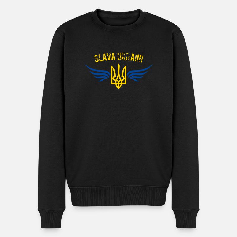 Ukraine Ruhm und Ehre - Männer Premium Bio Pullover - Schwarz