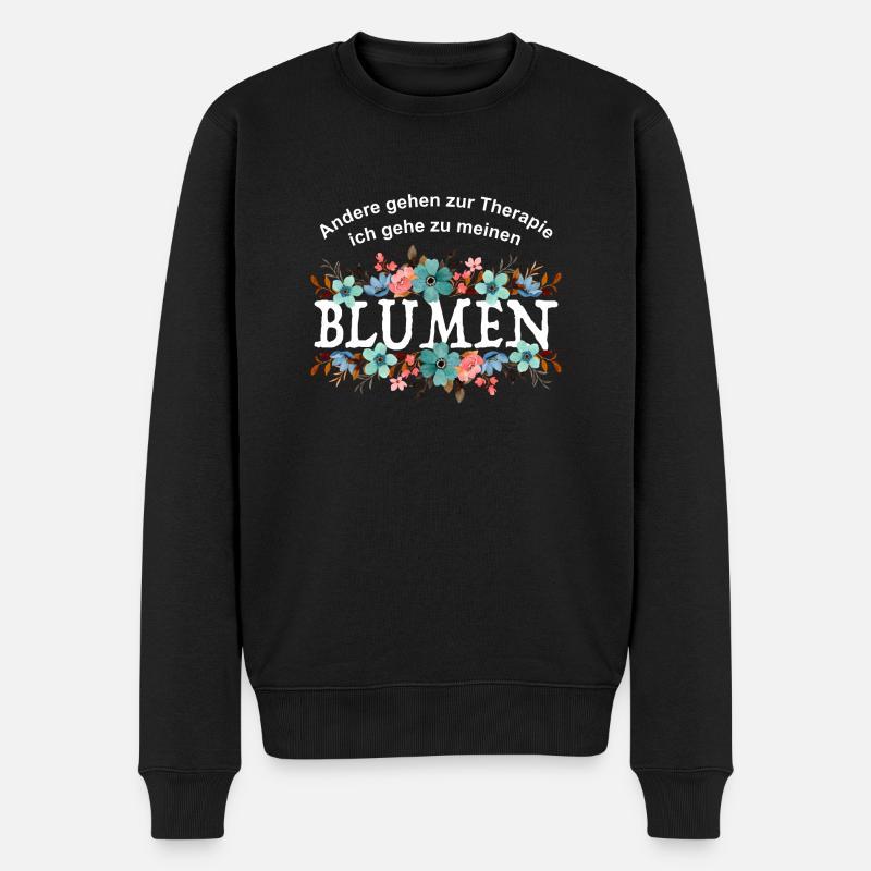 Blumen Therapie - Männer Premium Bio Pullover - Schwarz