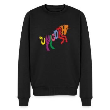 Unicorn - Men's Premium Organic Jumper - black - Front - Nico (187cm)
