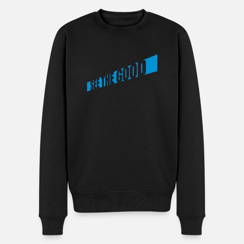 see the good Zitat - Männer Premium Bio Pullover - Schwarz