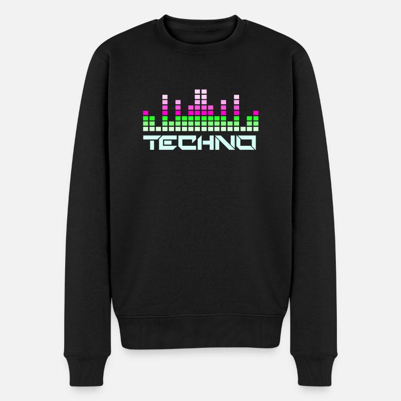 Techno-Musik - Männer Premium Bio Pullover - Schwarz