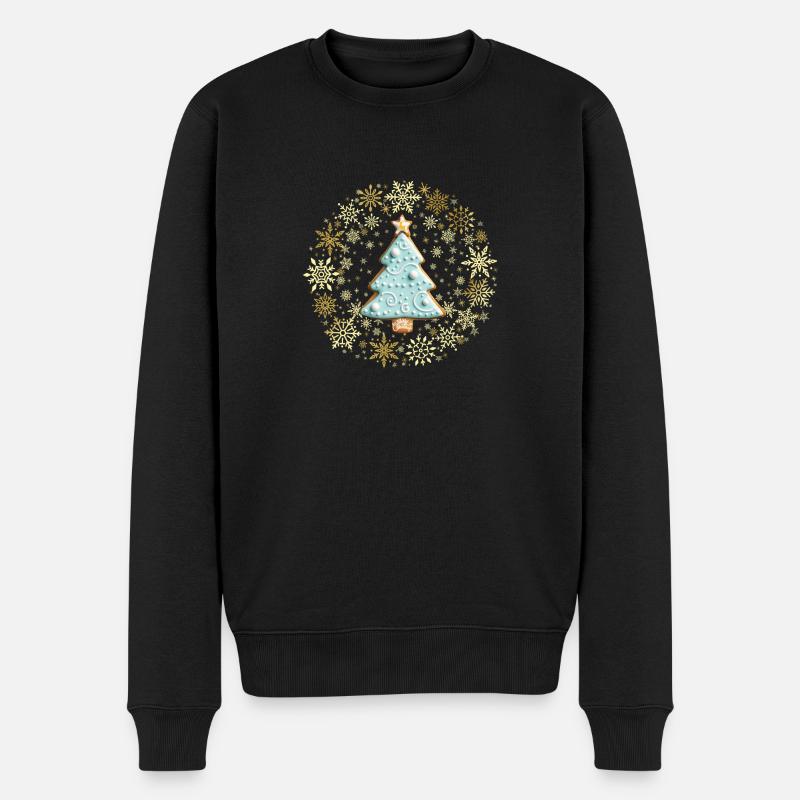 Lebkuchenplätzchen, Weihnachtsbaum Gingerbread - Männer Premium Bio Pullover - Schwarz
