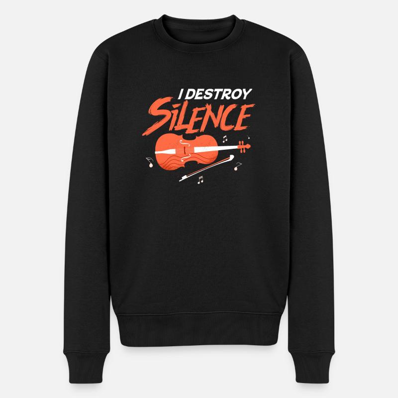 I Destroy Silence Violinist Violin Orchestra - Männer Premium Bio Pullover - Schwarz