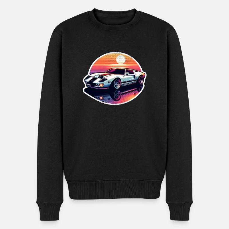 Oldtimer Sonnenuntergang - Männer Premium Bio Pullover - Schwarz