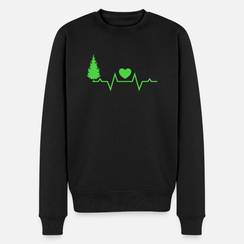 Baum Wald Herzschlag Puls - Männer Premium Bio Pullover - Schwarz