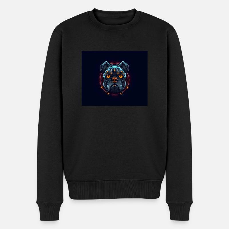 dog with glasses sticker - Pull Premium bio Homme - noir